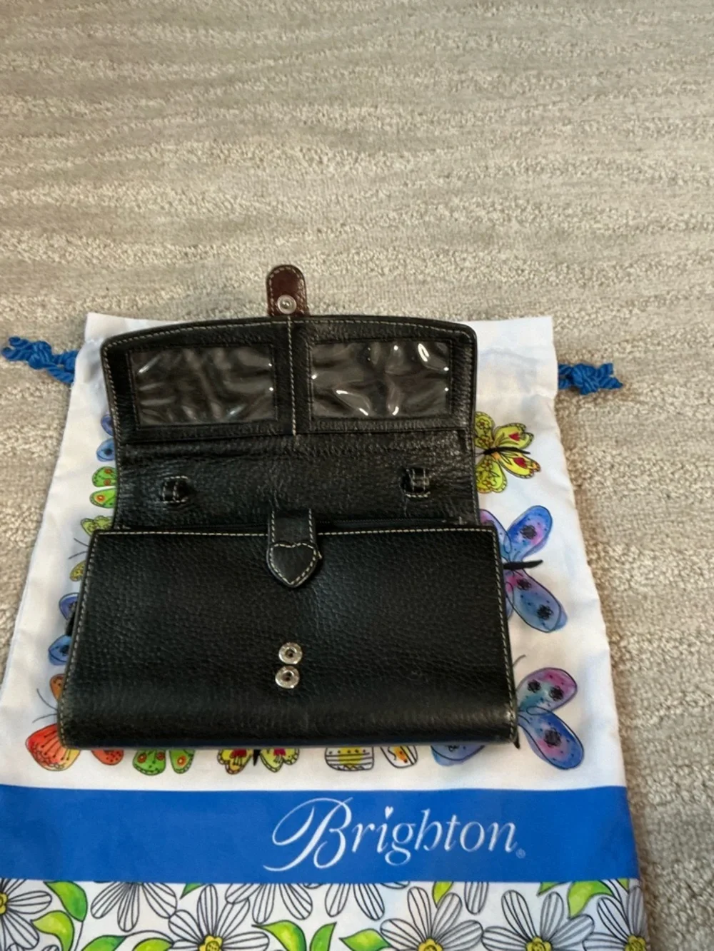 Brighton Croc-Embossed Leather Organizer Wallet / Clutch (Buckle Flap Style)